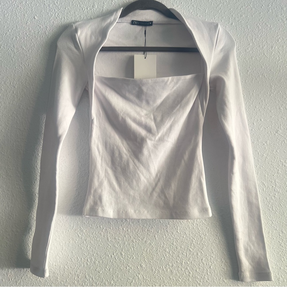 Zara Women’s Long Sleeve‎ Square Neck Top Size S